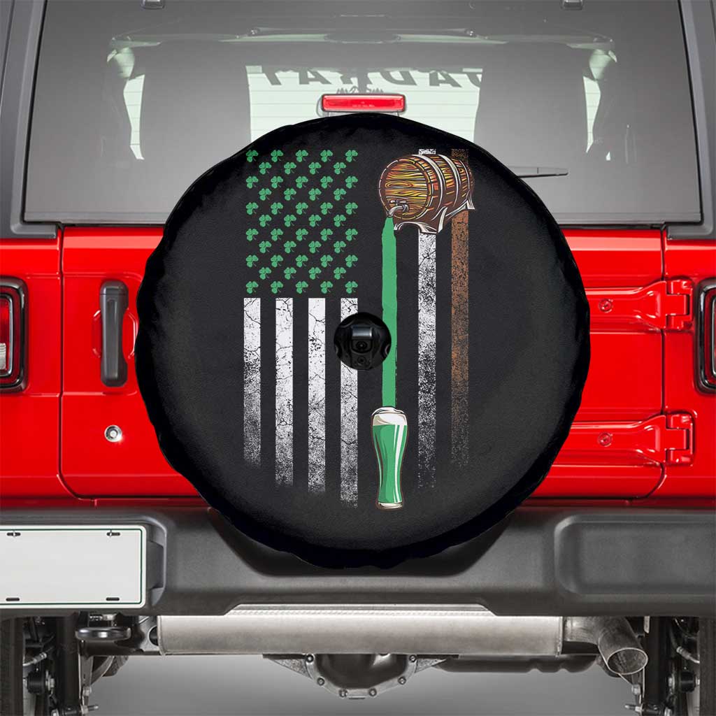 Funny St Patrick's Day Irish Beer Drinking Spare Tire Cover Vintage Irish American Flag TS11 Black Print Your Wear