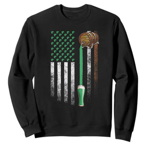 Funny St Patrick's Day Irish Beer Drinking Sweatshirt Vintage Irish American Flag TS11 Black Print Your Wear