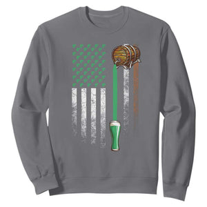 Funny St Patrick's Day Irish Beer Drinking Sweatshirt Vintage Irish American Flag TS11 Charcoal Print Your Wear