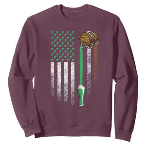Funny St Patrick's Day Irish Beer Drinking Sweatshirt Vintage Irish American Flag TS11 Maroon Print Your Wear