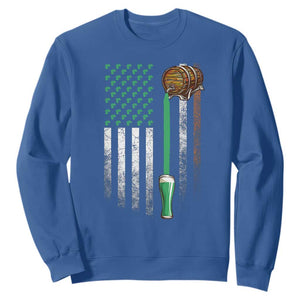 Funny St Patrick's Day Irish Beer Drinking Sweatshirt Vintage Irish American Flag TS11 Royal Blue Print Your Wear