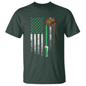 Funny St Patrick's Day Irish Beer Drinking T Shirt Vintage Irish American Flag TS11 Dark Forest Green Print Your Wear