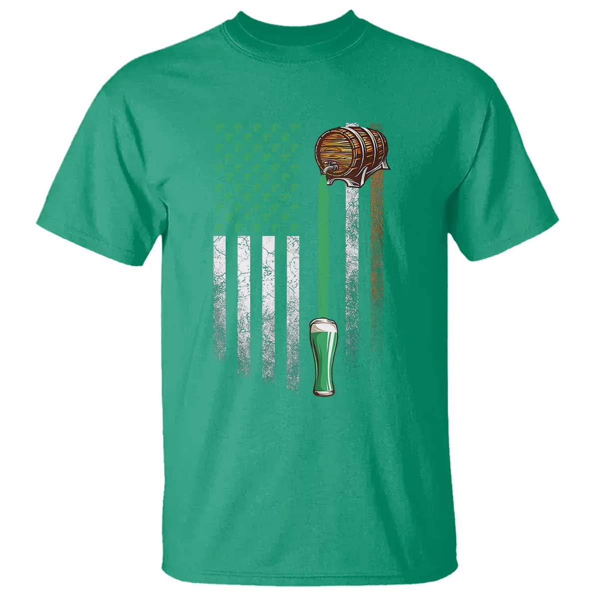 Funny St Patrick's Day Irish Beer Drinking T Shirt Vintage Irish American Flag TS11 Irish Green Print Your Wear