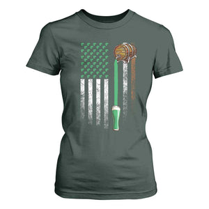 Funny St Patrick's Day Irish Beer Drinking T Shirt For Women Vintage Irish American Flag TS11 Dark Forest Green Print Your Wear