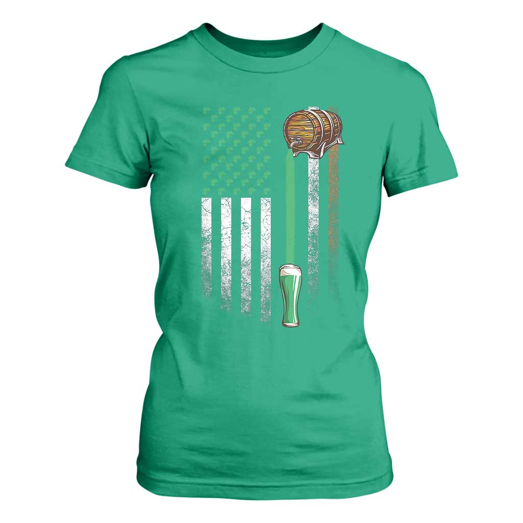 Funny St Patrick's Day Irish Beer Drinking T Shirt For Women Vintage Irish American Flag TS11 Irish Green Print Your Wear