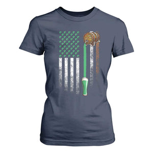 Funny St Patrick's Day Irish Beer Drinking T Shirt For Women Vintage Irish American Flag TS11 Navy Print Your Wear