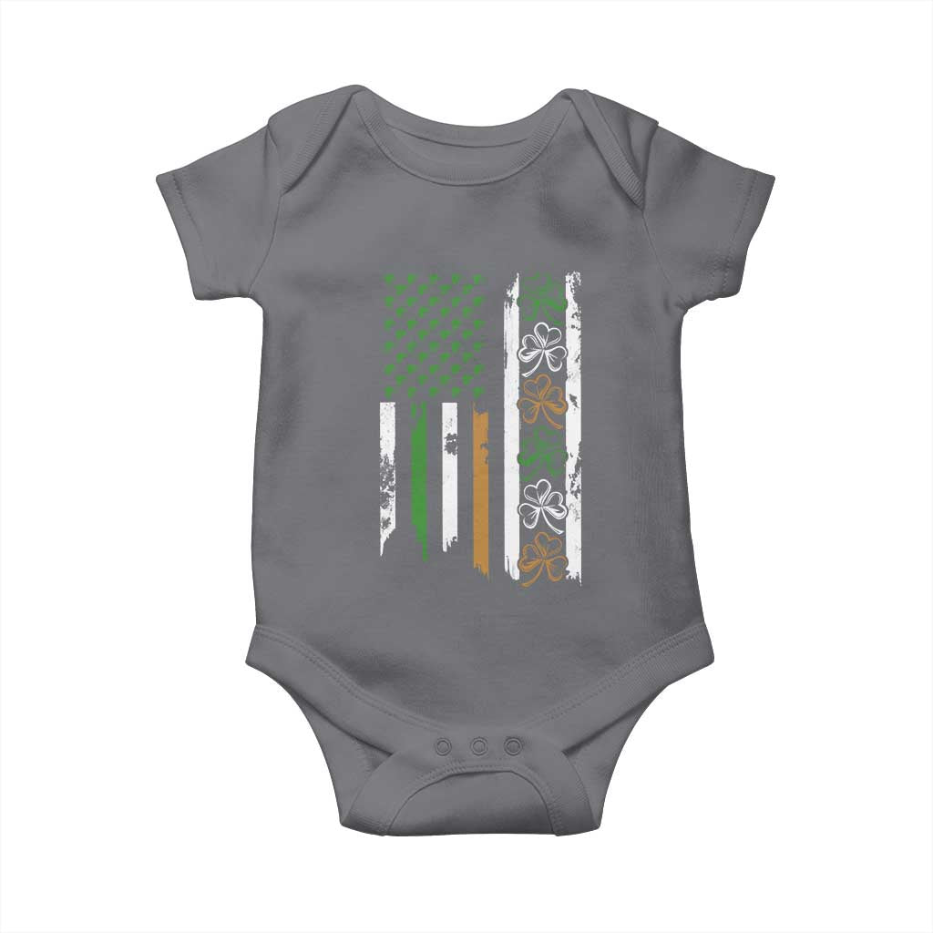 Funny Irish American Vintage Shamrock Flag Baby Onesie TS11 Charcoal Print Your Wear