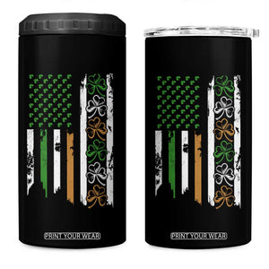 Funny Irish American Vintage Shamrock Flag 4 in 1 Can Cooler Tumbler TS11 One Size: 16 oz Black Print Your Wear