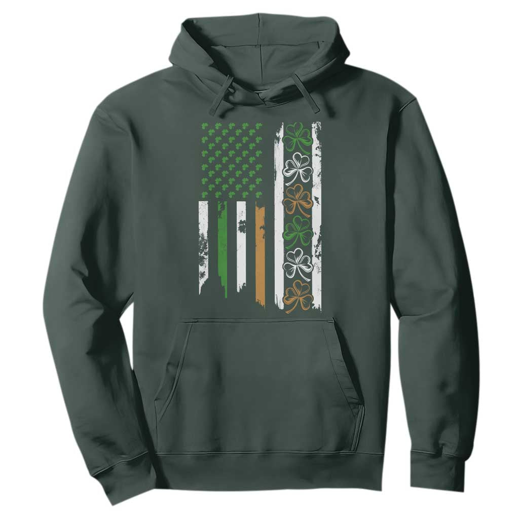 Funny Irish American Vintage Shamrock Flag Hoodie TS11 Dark Forest Green Print Your Wear