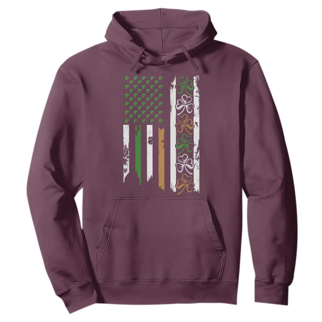 Funny Irish American Vintage Shamrock Flag Hoodie TS11 Maroon Print Your Wear