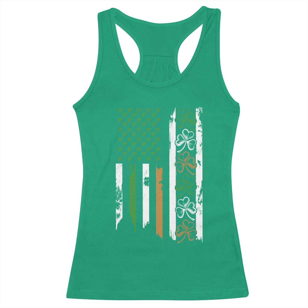 Funny Irish American Vintage Shamrock Flag Racerback Tank Top TS11 Irish Green Print Your Wear