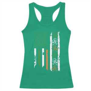 Funny Irish American Vintage Shamrock Flag Racerback Tank Top TS11 Irish Green Print Your Wear