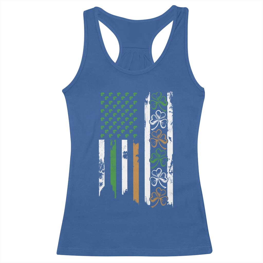 Funny Irish American Vintage Shamrock Flag Racerback Tank Top TS11 Royal Blue Print Your Wear