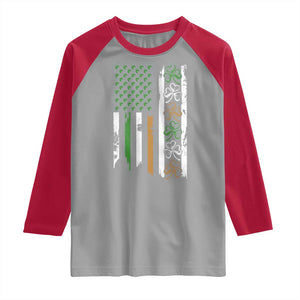 Funny Irish American Vintage Shamrock Flag Raglan Shirt TS11 Sport Gray Red Print Your Wear