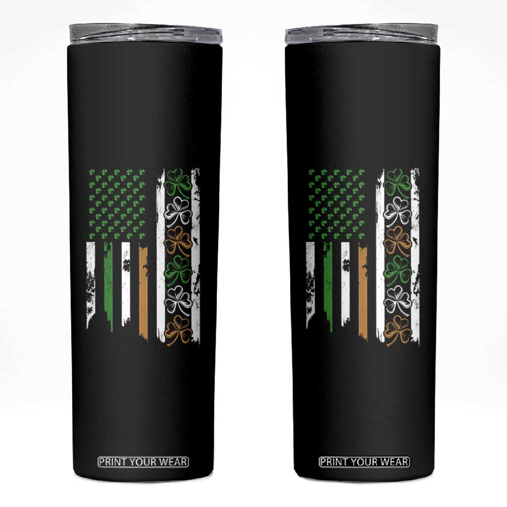 Funny Irish American Vintage Shamrock Flag Skinny Tumbler TS11 Black Print Your Wear
