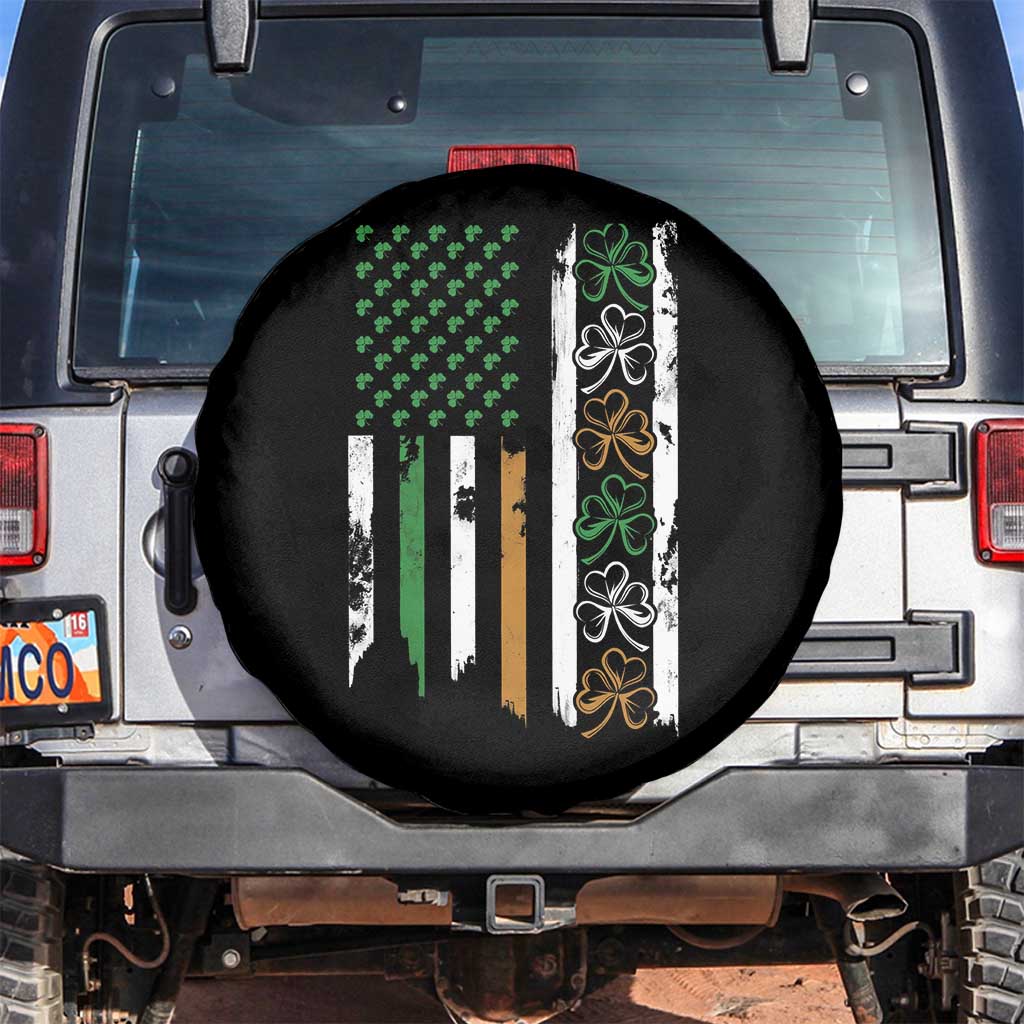 Funny Irish American Vintage Shamrock Flag Spare Tire Cover TS11 No hole Black Print Your Wear