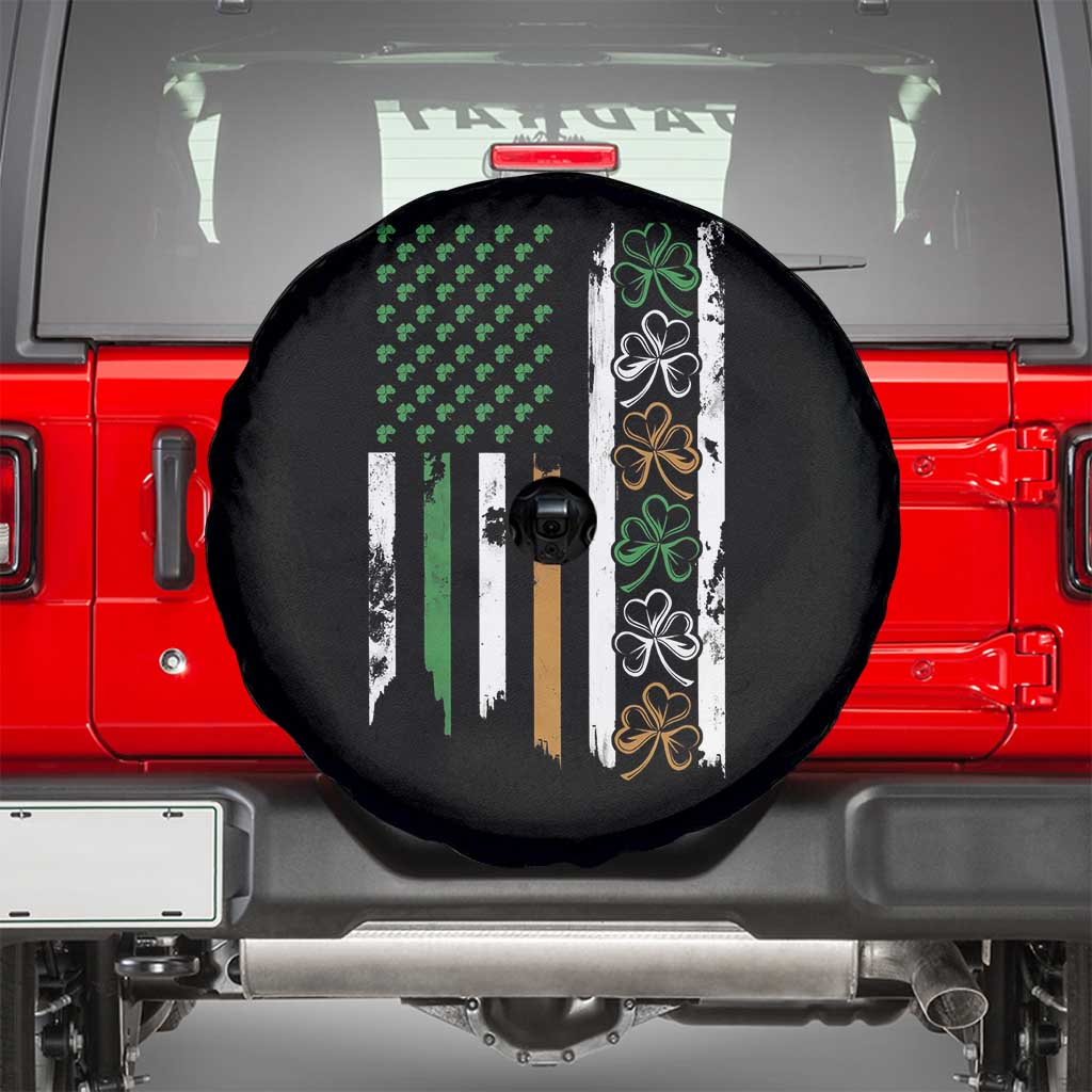 Funny Irish American Vintage Shamrock Flag Spare Tire Cover TS11 Black Print Your Wear