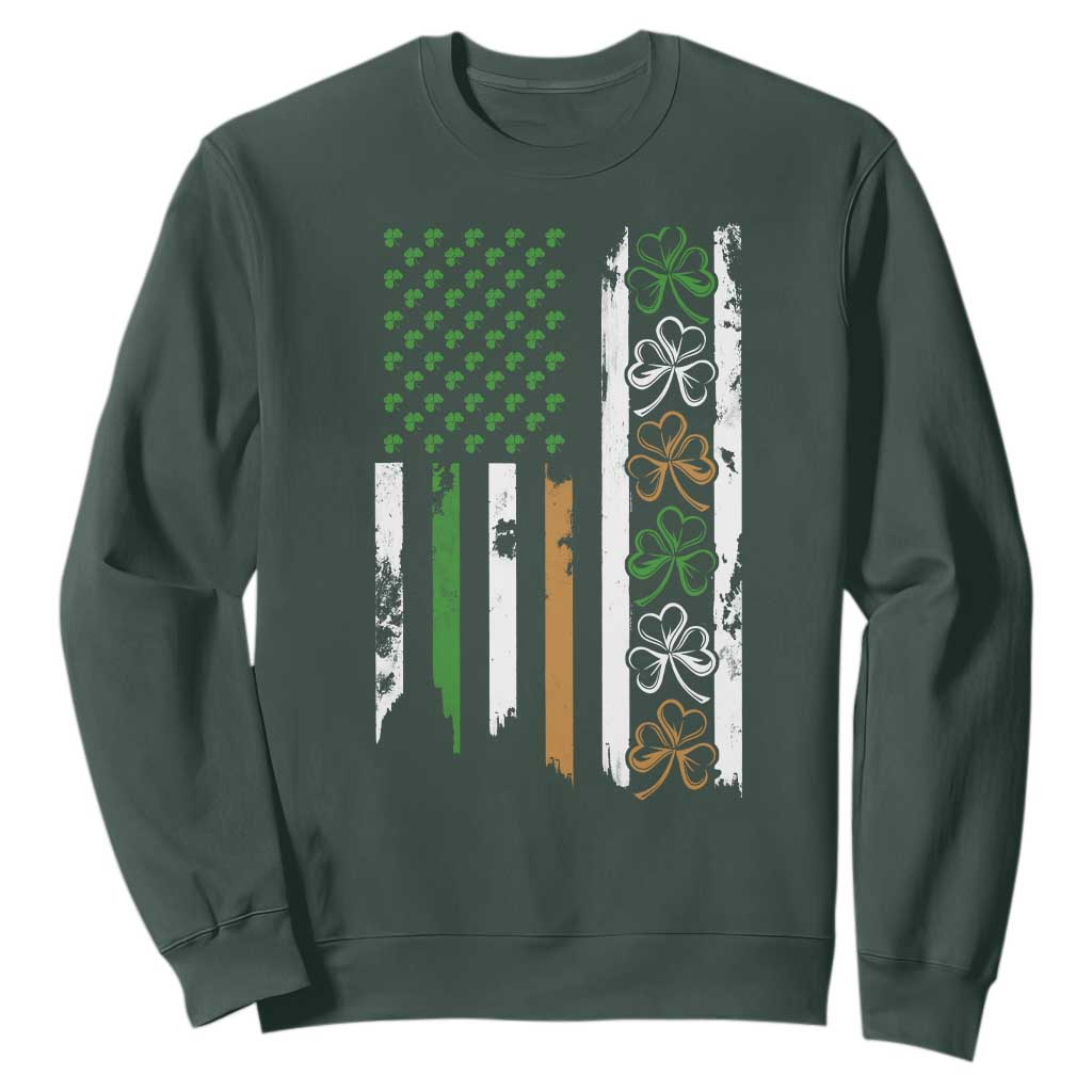 Funny Irish American Vintage Shamrock Flag Sweatshirt TS11 Dark Forest Green Print Your Wear