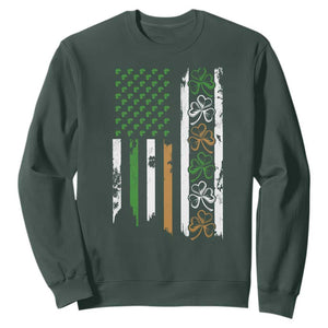 Funny Irish American Vintage Shamrock Flag Sweatshirt TS11 Dark Forest Green Print Your Wear