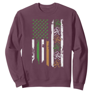 Funny Irish American Vintage Shamrock Flag Sweatshirt TS11 Maroon Print Your Wear