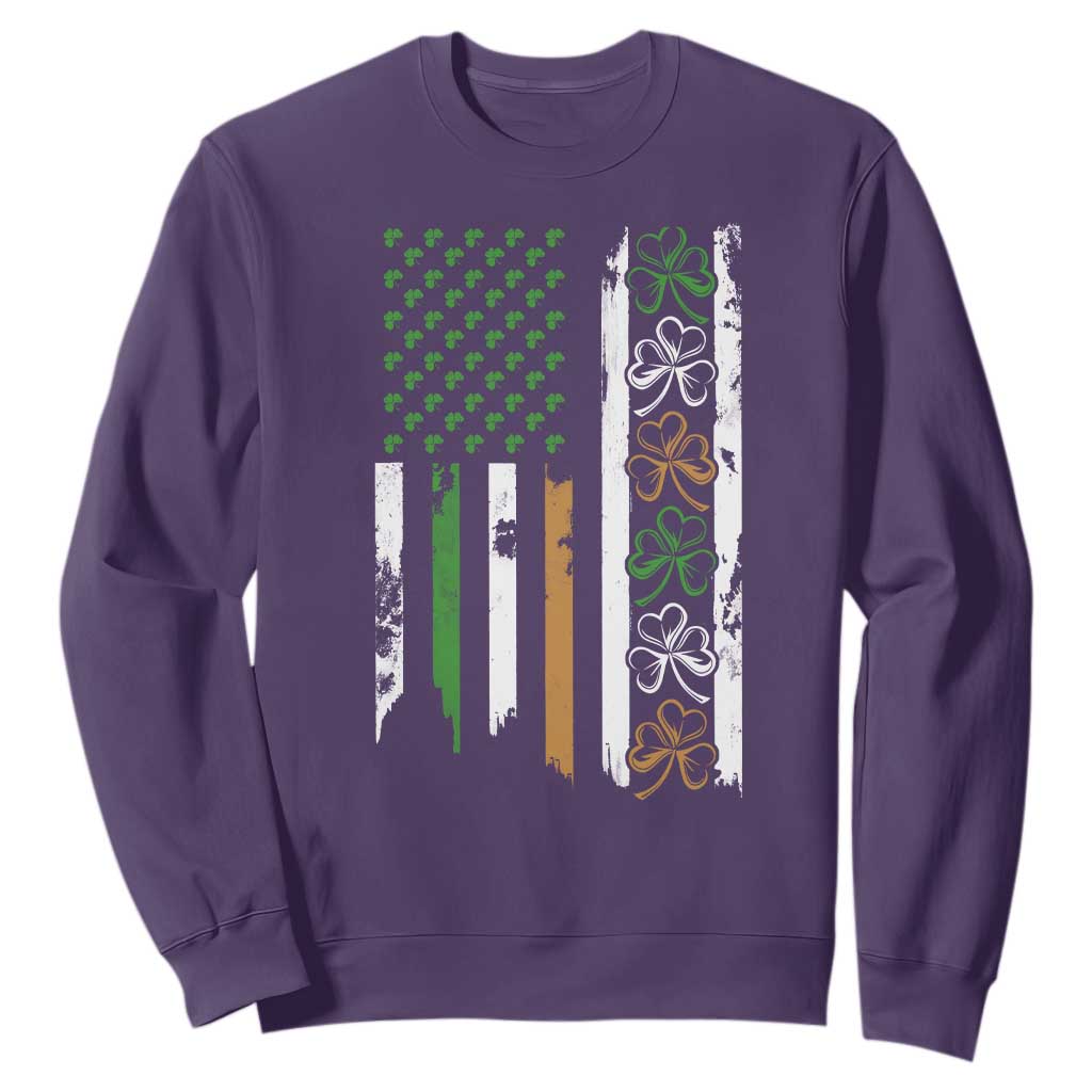 Funny Irish American Vintage Shamrock Flag Sweatshirt TS11 Purple Print Your Wear