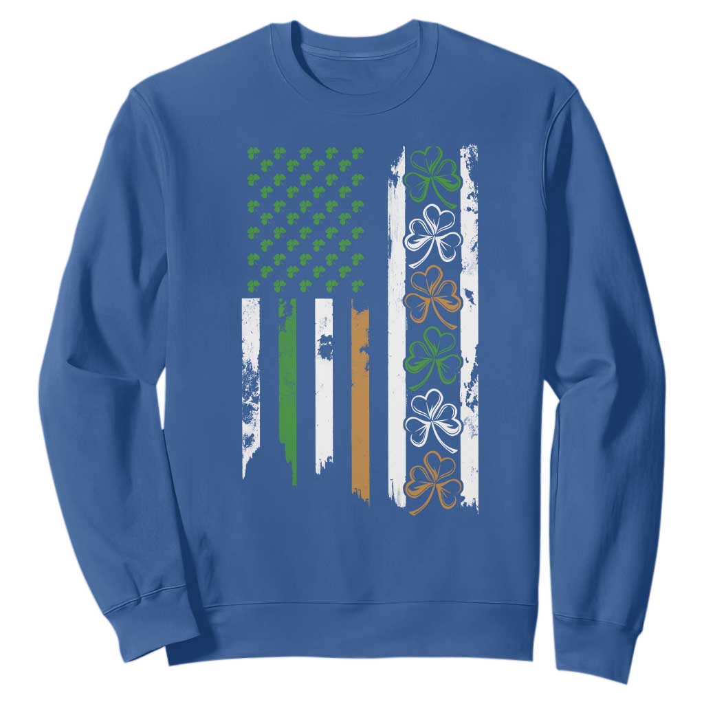 Funny Irish American Vintage Shamrock Flag Sweatshirt TS11 Royal Blue Print Your Wear