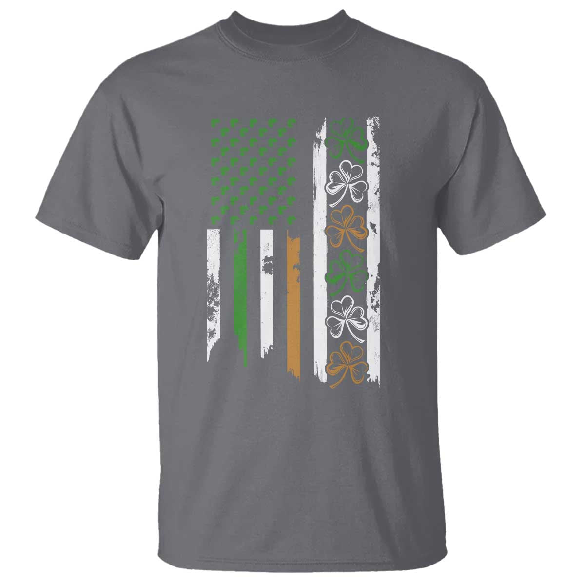 Funny Irish American Vintage Shamrock Flag T Shirt TS11 Charcoal Print Your Wear