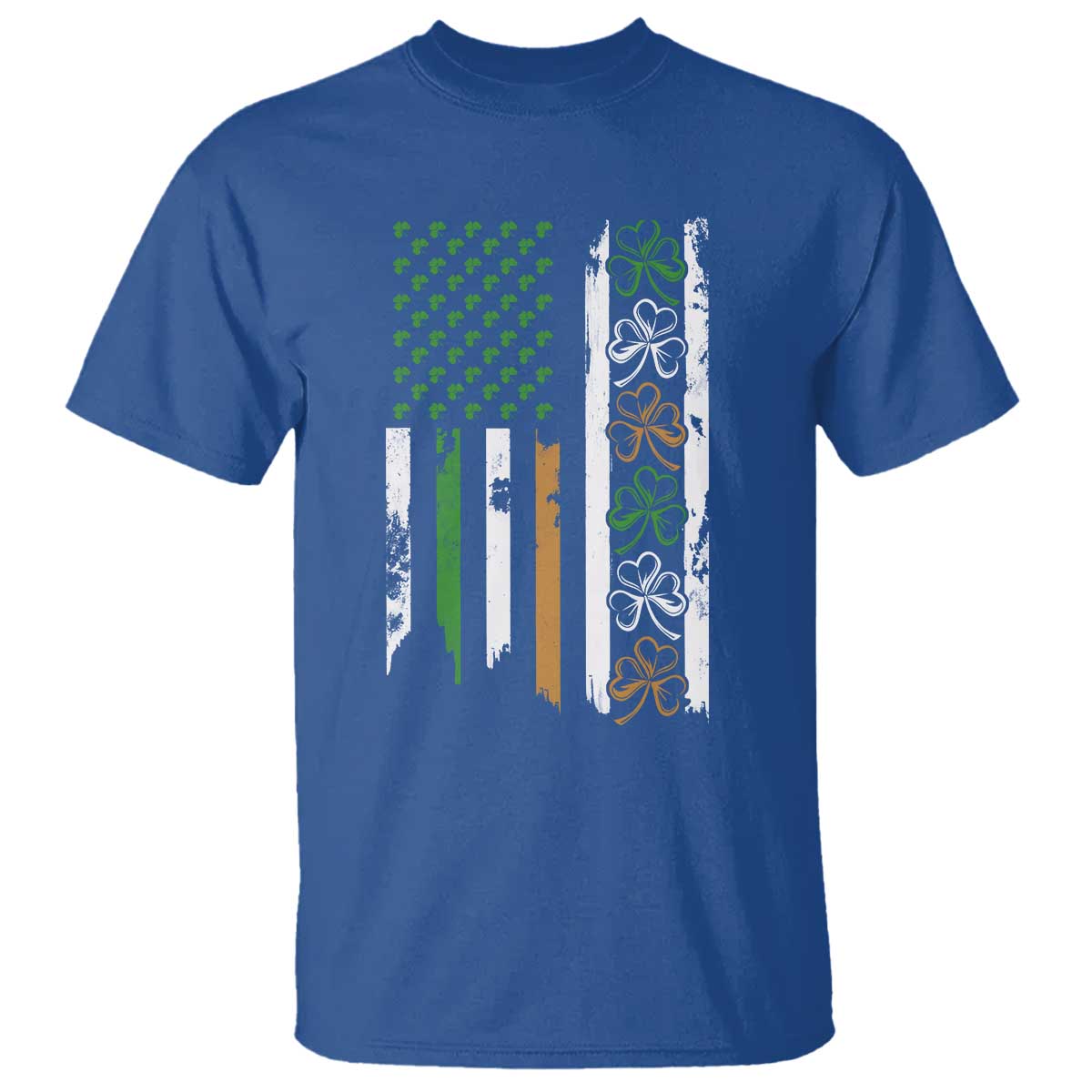 Funny Irish American Vintage Shamrock Flag T Shirt TS11 Royal Blue Print Your Wear