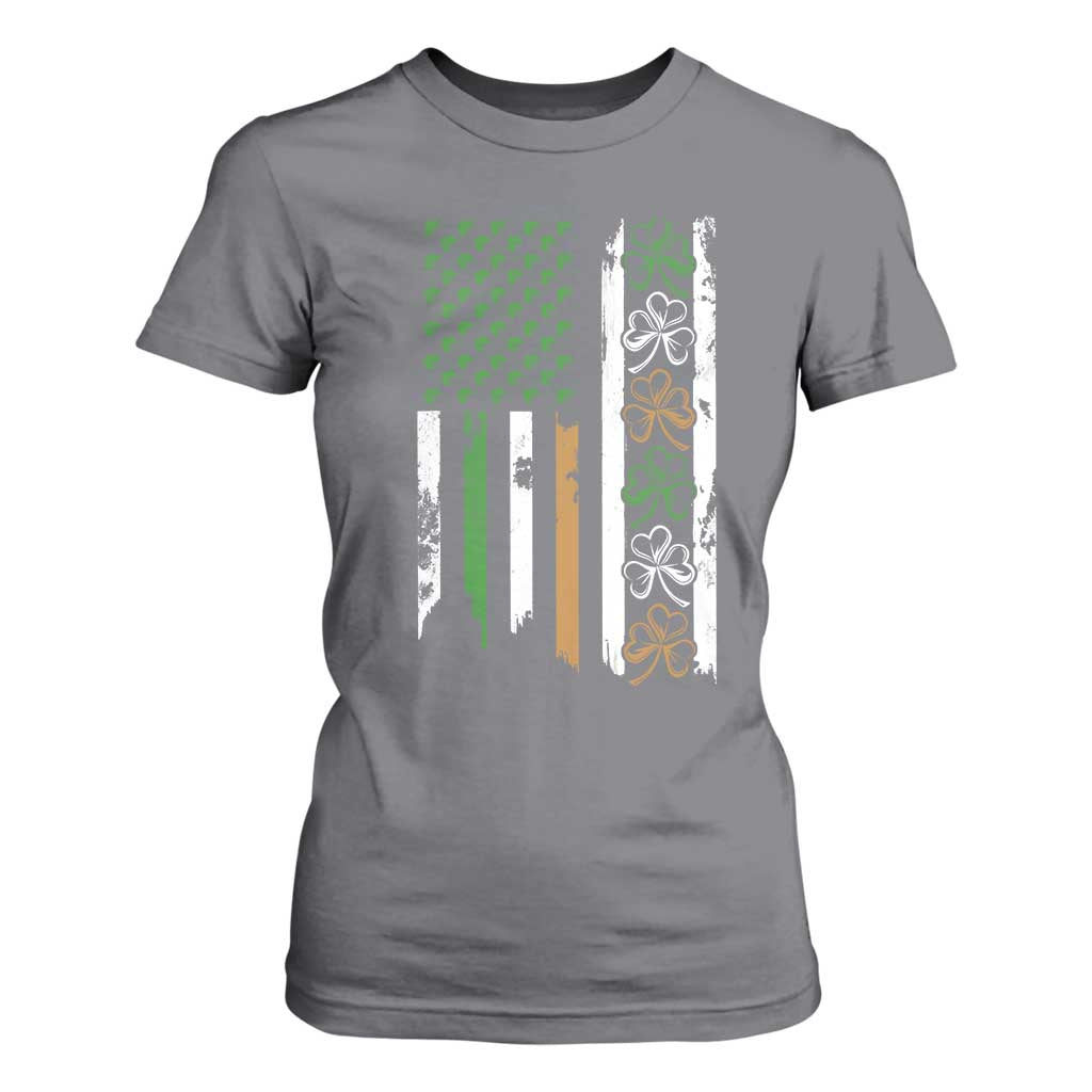Funny Irish American Vintage Shamrock Flag T Shirt For Women TS11 Charcoal Print Your Wear