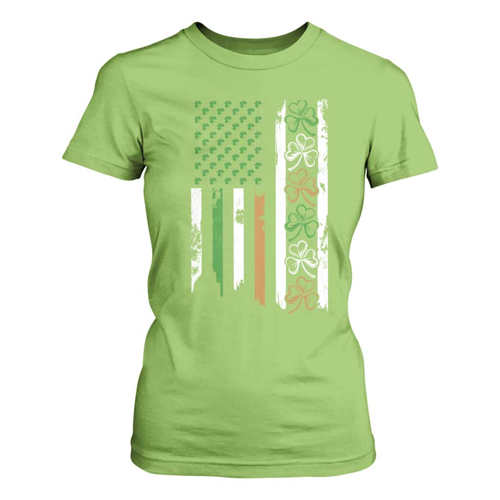 Funny Irish American Vintage Shamrock Flag T Shirt For Women TS11 Lime Print Your Wear