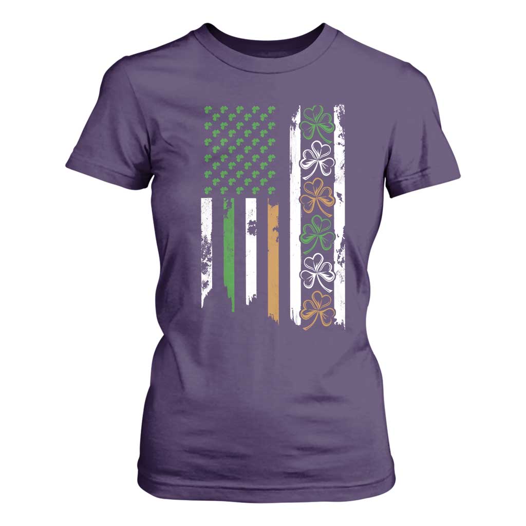 Funny Irish American Vintage Shamrock Flag T Shirt For Women TS11 Purple Print Your Wear