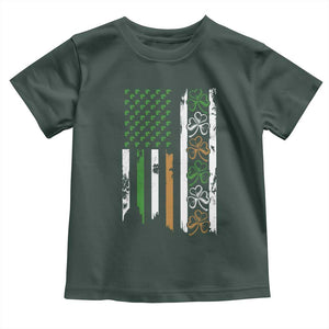 Funny Irish American Vintage Shamrock Flag Toddler T Shirt TS11 Dark Forest Green Print Your Wear