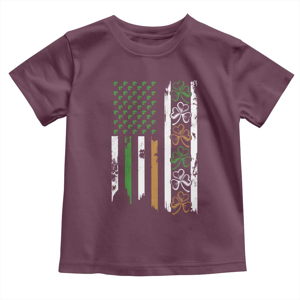 Funny Irish American Vintage Shamrock Flag Toddler T Shirt TS11 Maroon Print Your Wear