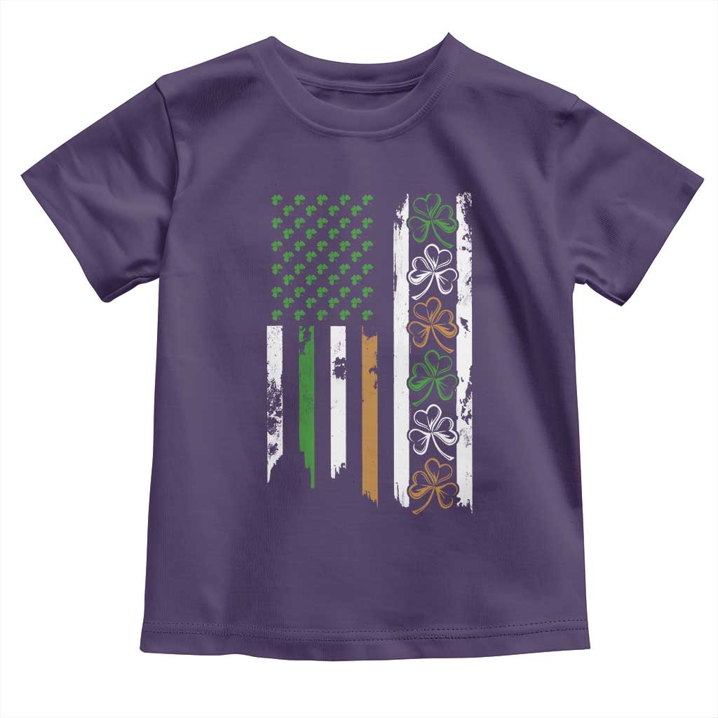 Funny Irish American Vintage Shamrock Flag Toddler T Shirt TS11 Purple Print Your Wear