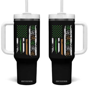 Funny Irish American Vintage Shamrock Flag Tumbler With Handle TS11 One Size: 40 oz Black Print Your Wear