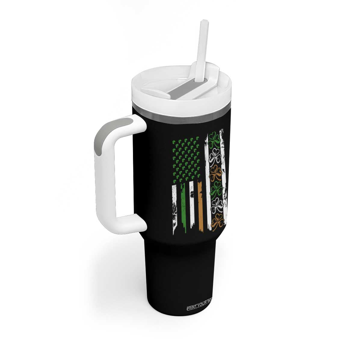Funny Irish American Vintage Shamrock Flag Tumbler With Handle TS11 Print Your Wear