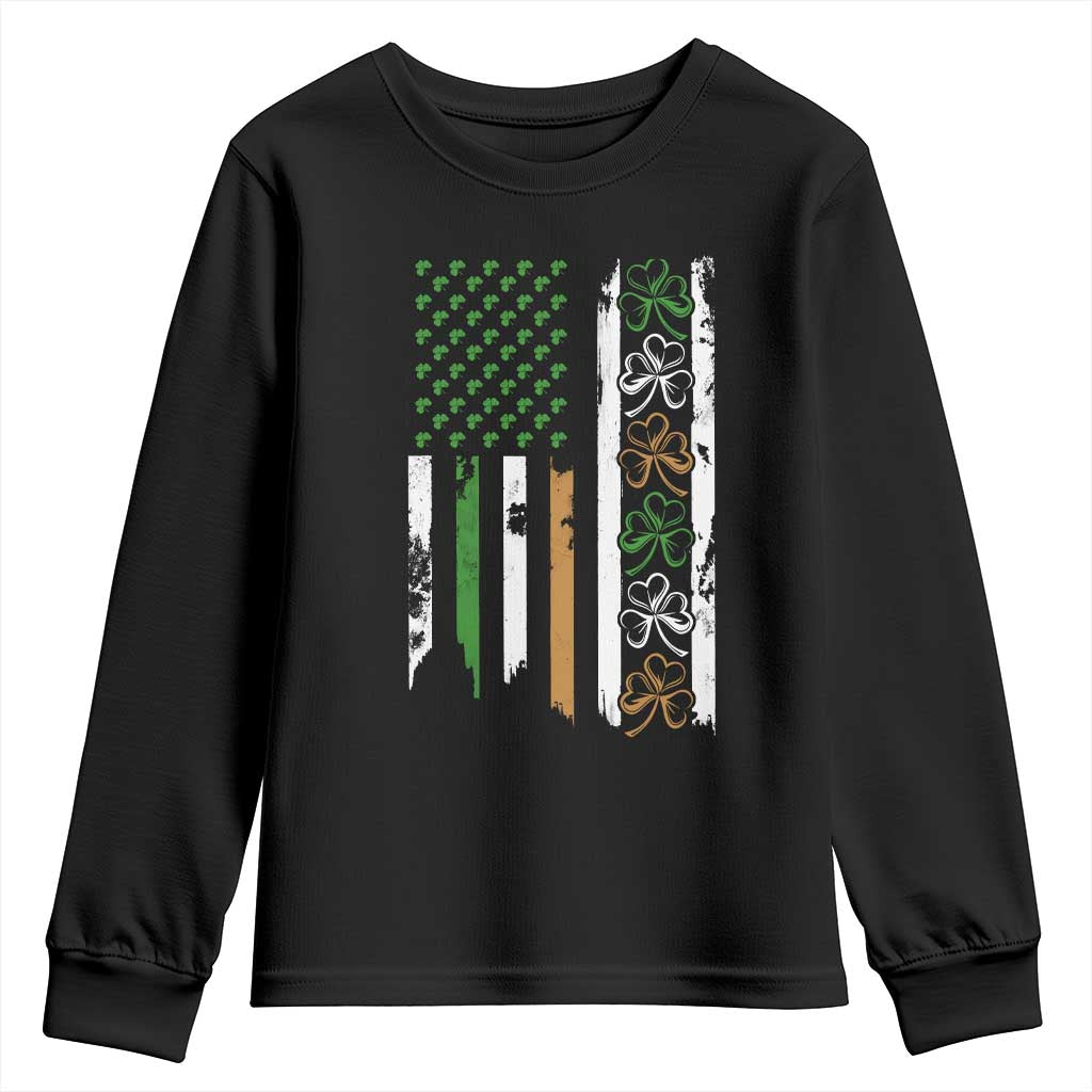 Funny Irish American Vintage Shamrock Flag Youth Sweatshirt TS11 Black Print Your Wear