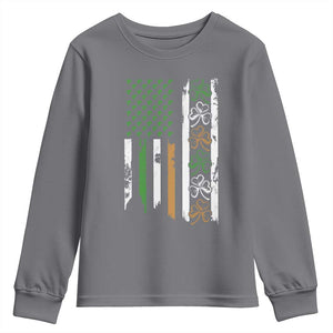 Funny Irish American Vintage Shamrock Flag Youth Sweatshirt TS11 Charcoal Print Your Wear