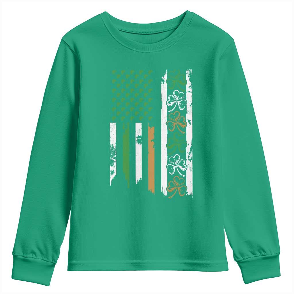 Funny Irish American Vintage Shamrock Flag Youth Sweatshirt TS11 Irish Green Print Your Wear