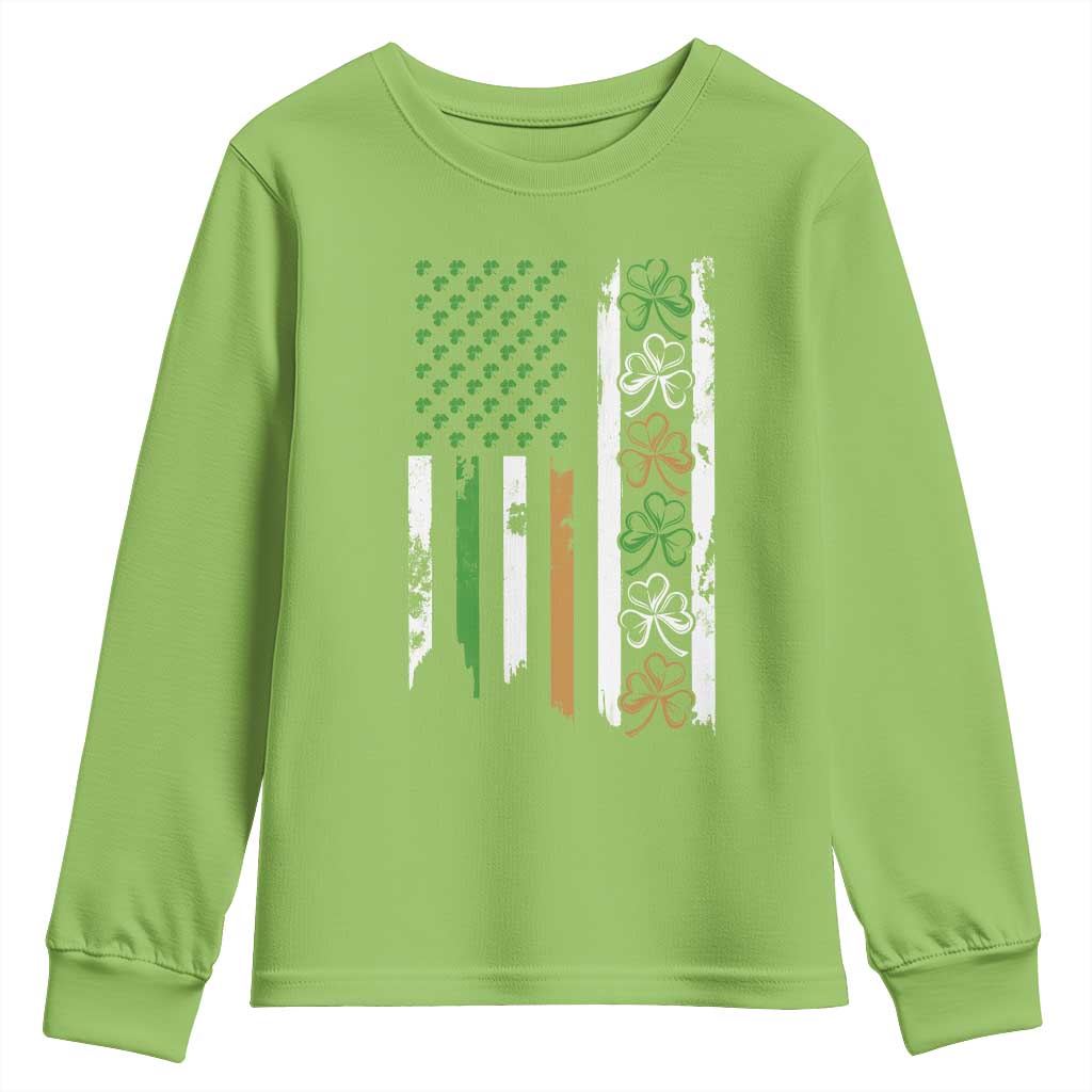 Funny Irish American Vintage Shamrock Flag Youth Sweatshirt TS11 Lime Print Your Wear