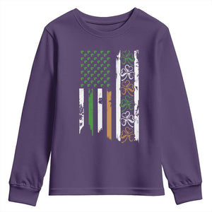 Funny Irish American Vintage Shamrock Flag Youth Sweatshirt TS11 Purple Print Your Wear