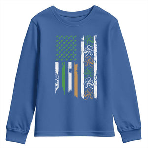 Funny Irish American Vintage Shamrock Flag Youth Sweatshirt TS11 Royal Blue Print Your Wear