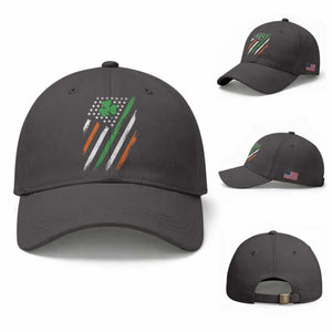 Funny Irish American Flag Shamrock Baseball Cap TS11 Baseball Cap Universal Fit Dark Gray Print Your Wear