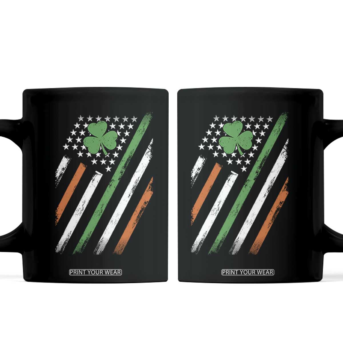 Funny Irish American Flag Shamrock Coffee Mug TS11 Black Print Your Wear
