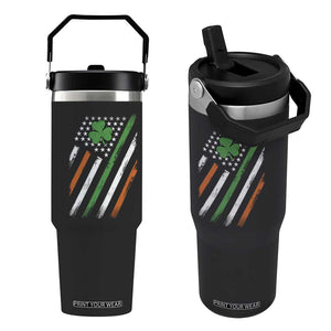 Funny Irish American Flag Shamrock Flip Straw Tumbler TS11 One Size: 30 oz Black Print Your Wear