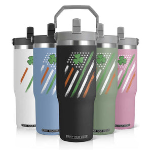 Funny Irish American Flag Shamrock Flip Straw Tumbler TS11 Print Your Wear
