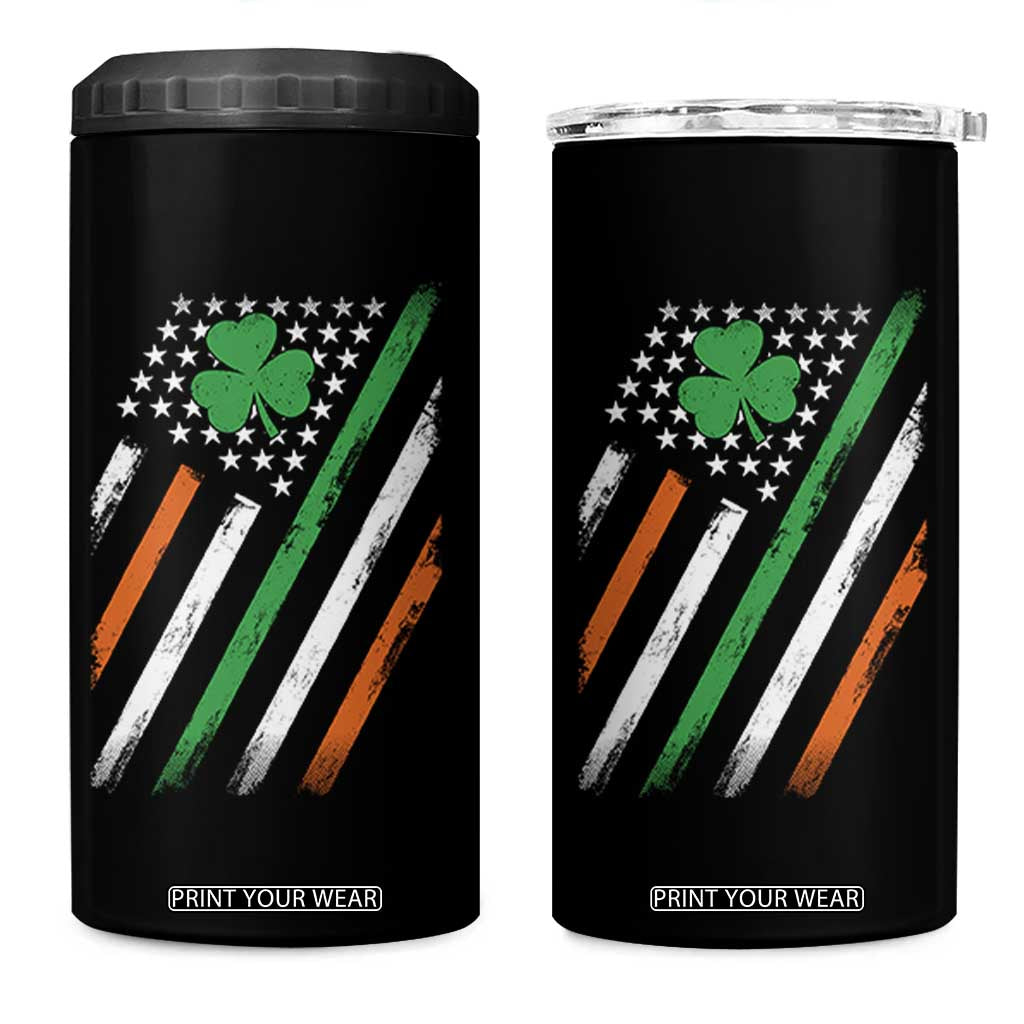 Funny Irish American Flag Shamrock 4 in 1 Can Cooler Tumbler TS11 One Size: 16 oz Black Print Your Wear
