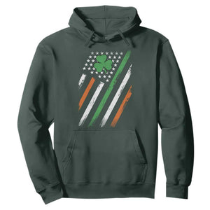 Funny Irish American Flag Shamrock Hoodie TS11 Dark Forest Green Print Your Wear