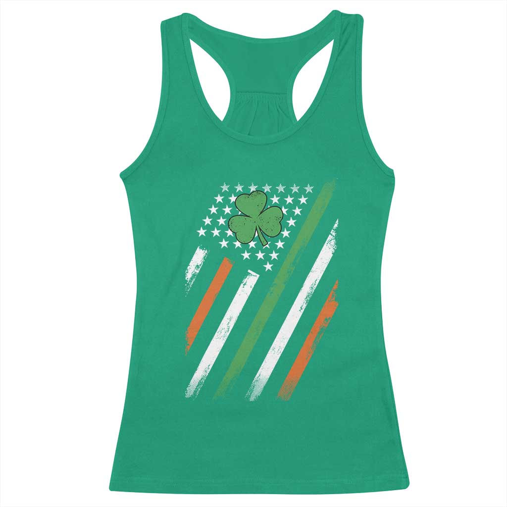 Funny Irish American Flag Shamrock Racerback Tank Top TS11 Irish Green Print Your Wear