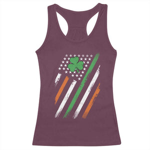 Funny Irish American Flag Shamrock Racerback Tank Top TS11 Maroon Print Your Wear